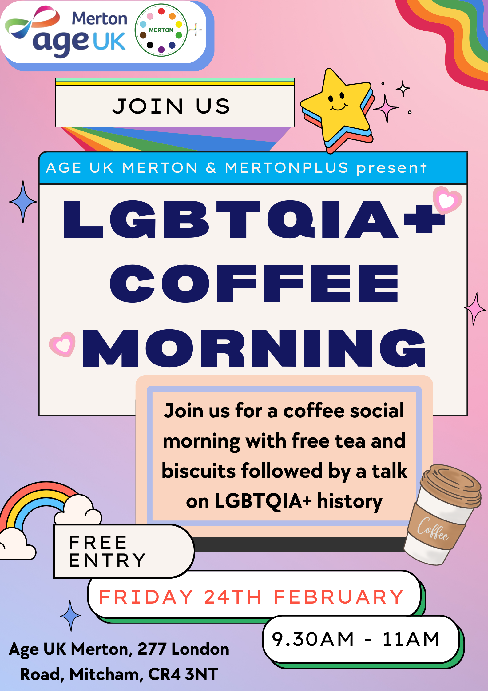 LGBTQIA+ coffee morning poster final draft
